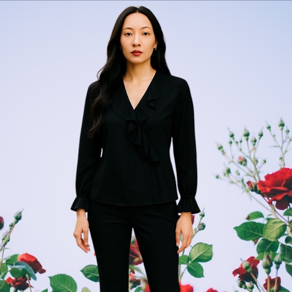 Transitions sheer black 100% silk blouse!